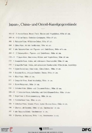 Japan-, China- und Orient-Kunstgegenstände (Nr. 301-427)