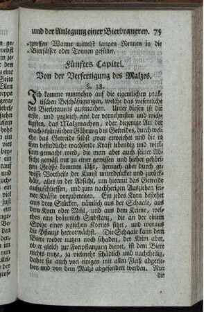Fünftes Capitel. Von der Verfertigung des Malzes.