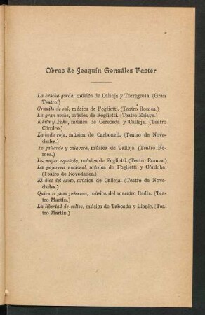 Obras de Joaquín González Pastor