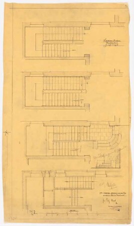 Wohnhaus Kretzer, Berlin-Tiergarten: Haupttreppe: 4 Grundrisse 1:25