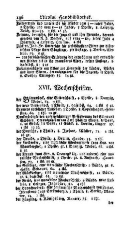XVII. Wochenschriften