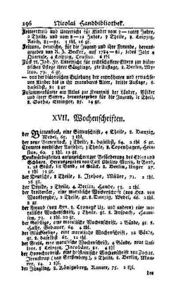 XVII. Wochenschriften