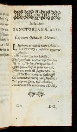 a9r In laudem sanctorianae artis, Carmen Octanij Menini