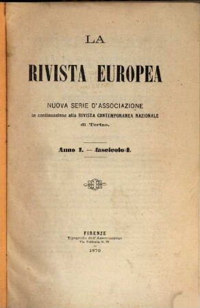 La rivista europea : rivista internazionale. 1,3. 1870