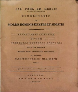 Commentatio de morbis hominis dextri et sinistri : praemio ornata