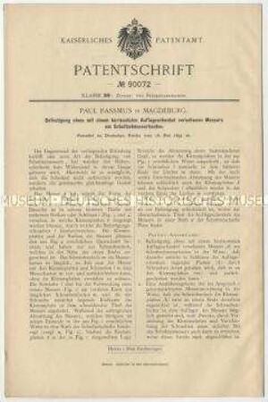 Patentschrift einer Befestigung eines Messers an Schnitzelmesserkästen, Patent-Nr. 90072