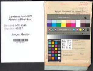 Entnazifizierung Gustav Jaeger , geb. 02.02.1894 (Fabrikant)