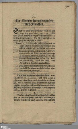 Cur-Methode bey ausbrechender Vieh-Kranckheit