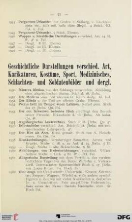 Geschichtliche Darstellungen, Karikaturen, Kostüme, Sport-, Schlachten- und Soldatenbilder (Nr. 1950-2145)
