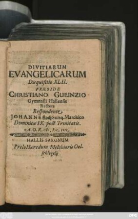 Divitiarum Evangelicarum Disquisitio XLII.