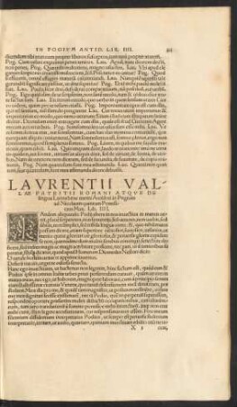 Laurentii Vallae ... Lib. IIII.