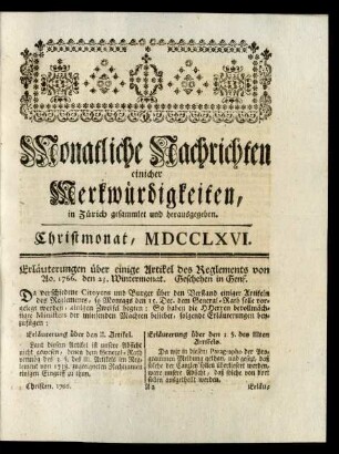 Christmonat, MDCCLXVI