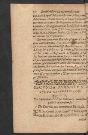 Secvnda Pars, Sev Secvnda Generalis Controuersia