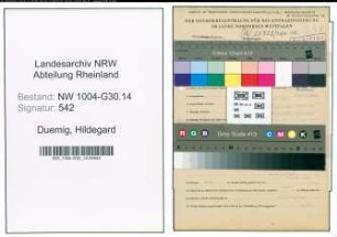 Entnazifizierung Hildegard Duemig , geb. 14.11.1913 ()