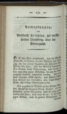Anmerkungen, des Amtrath Kriepien, zur vorstehenden Vorlesung, über die Bienenzucht.
