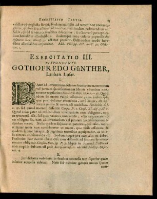 Exercitatio III. Respondente Gothofredo Günther, Lauban. Lusat