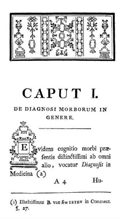 Caput I. De Diagnosi Morborum In Genere.