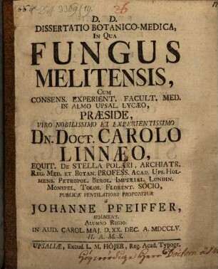 Diss. in qua fungus Melitensis ... proponitur