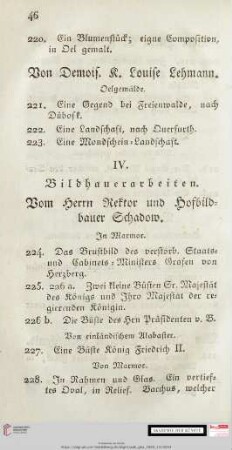 IV. Bildhauerarbeiten