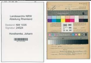 Entnazifizierung Johann Horsthemke , geb. 14.07.1899 (Buchhalter)