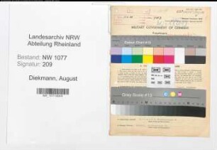 Entnazifizierung August Diekmann , geb. 07.07.1888 (Polizist)