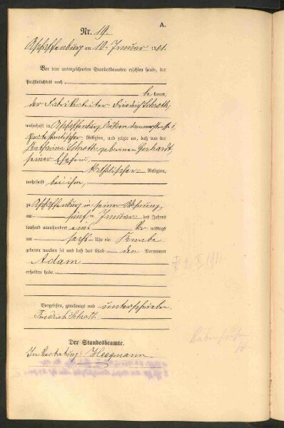 Standesamtsbuch der Stadt Aschaffenburg: Geburten 365/1900 - 184/1901