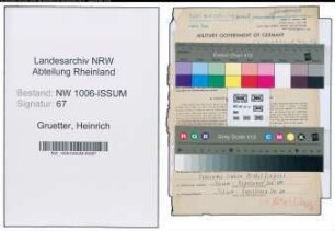 Entnazifizierung Heinrich Gruetter , geb. 22.08.1893 (Gastwirt)