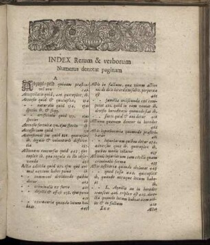 Index Rerum & verborum. Numerus denotat paginam.