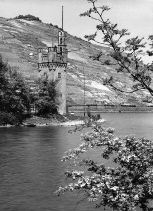 Bingen-Bingerbrück. Mäuseturm (1301/1350, Umbau 1855) auf der Mäuseturminsel im Rhein