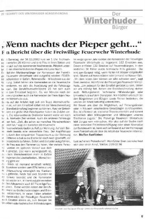 "Wenn nachts der Pieper geht ..." : Ein Bericht über die Freiwillige Feuerwehr Winterhude