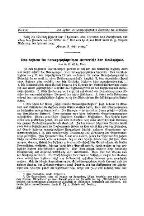 Das System im naturgeschichtlichen Unterricht der Volksschule