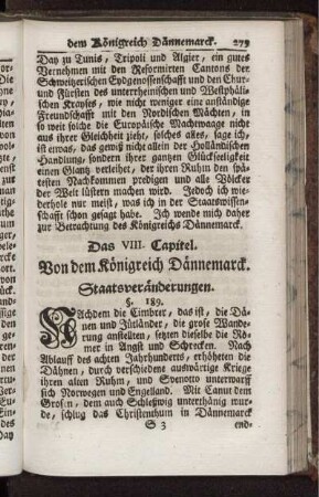 Das VIII. Capitel. Von dem Königreich Dännemarck