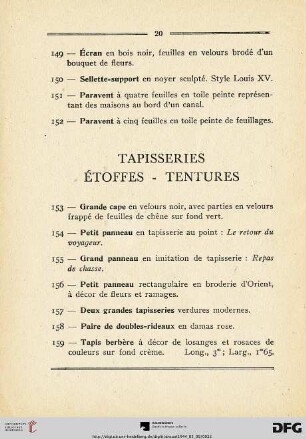 Tapisseries Ètoffes - Tentures (Nr. 153-159)