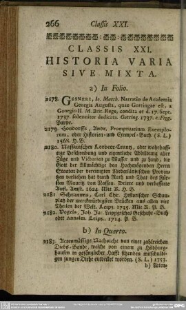 Classis XXI. Historia Varia Sive Mixta