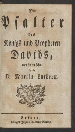 Der Psalter des Königs und Propheten Davids