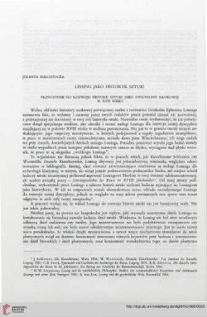 7: Lessing jako historyk sztuki : Przyczynek do rozwoju historii sztuki jako dyscypliny naukowej w XVIII wieku