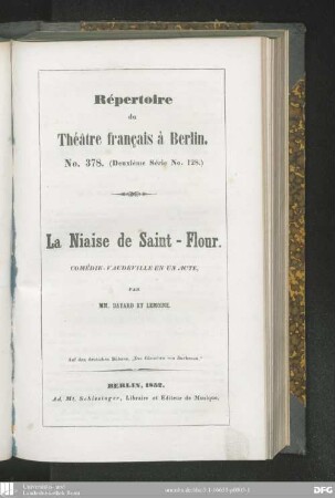 La niaise de Saint-Flour : comédie-vaudeville en un acte