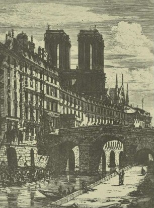Le Petit Pont zu Paris mit Notre-Dame