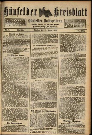 Erste Ausgabe vom Dienstag, den 13. Januar 1925.