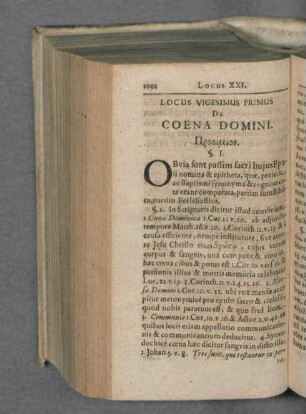 Locus Vigesimus Primus De Coena Domini.