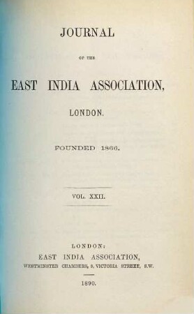 Journal of the East India Association. 22. 1890