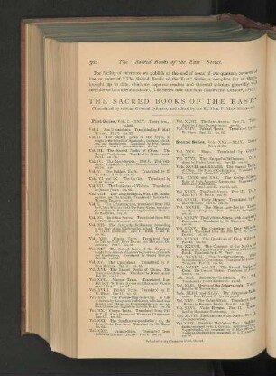The Sacred Books of the East.