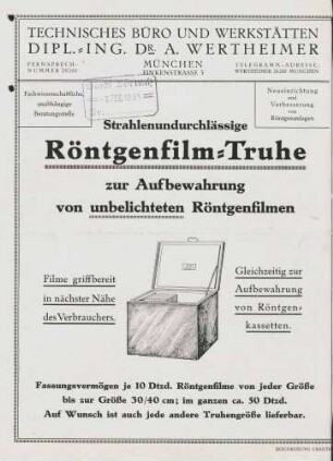 Feuersichere Aufbewahrung von Röntgenfilmen in Krankenhäusern