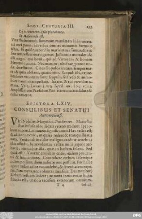 Epistola LXIV. Consulibus Et Senatui Antverpiensi.