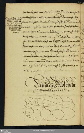 Landtags Abschidt Anno 1583