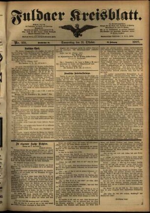 Ausgabe vom Donnerstag, den 31. Oktober 1907.