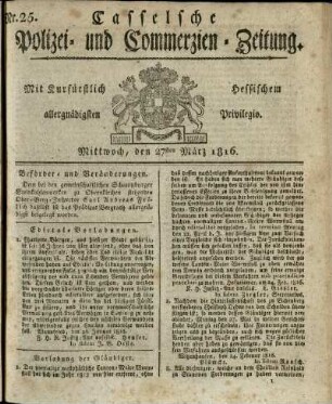 Nr. 25, Mittwoch, den 27sten Maerz 1816