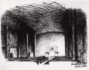 Katholische Kirche, Glashütte: Studie Innenraum (Foto von Inv.Nr. 35726)