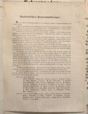 Kurfürstliches Staatsministerium!