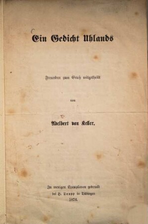 Ein Gedicht Uhlands